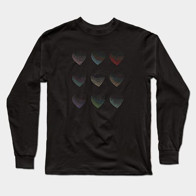 Vibrant Hearts Long Sleeve T-Shirt by Senjin